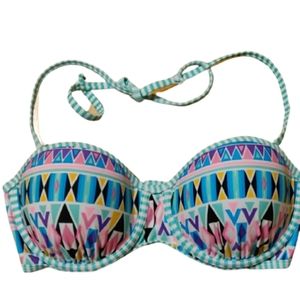 Multi-color Geometric Bikini top M